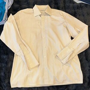 Charvet Men's Beige Striped Dress Shirt
